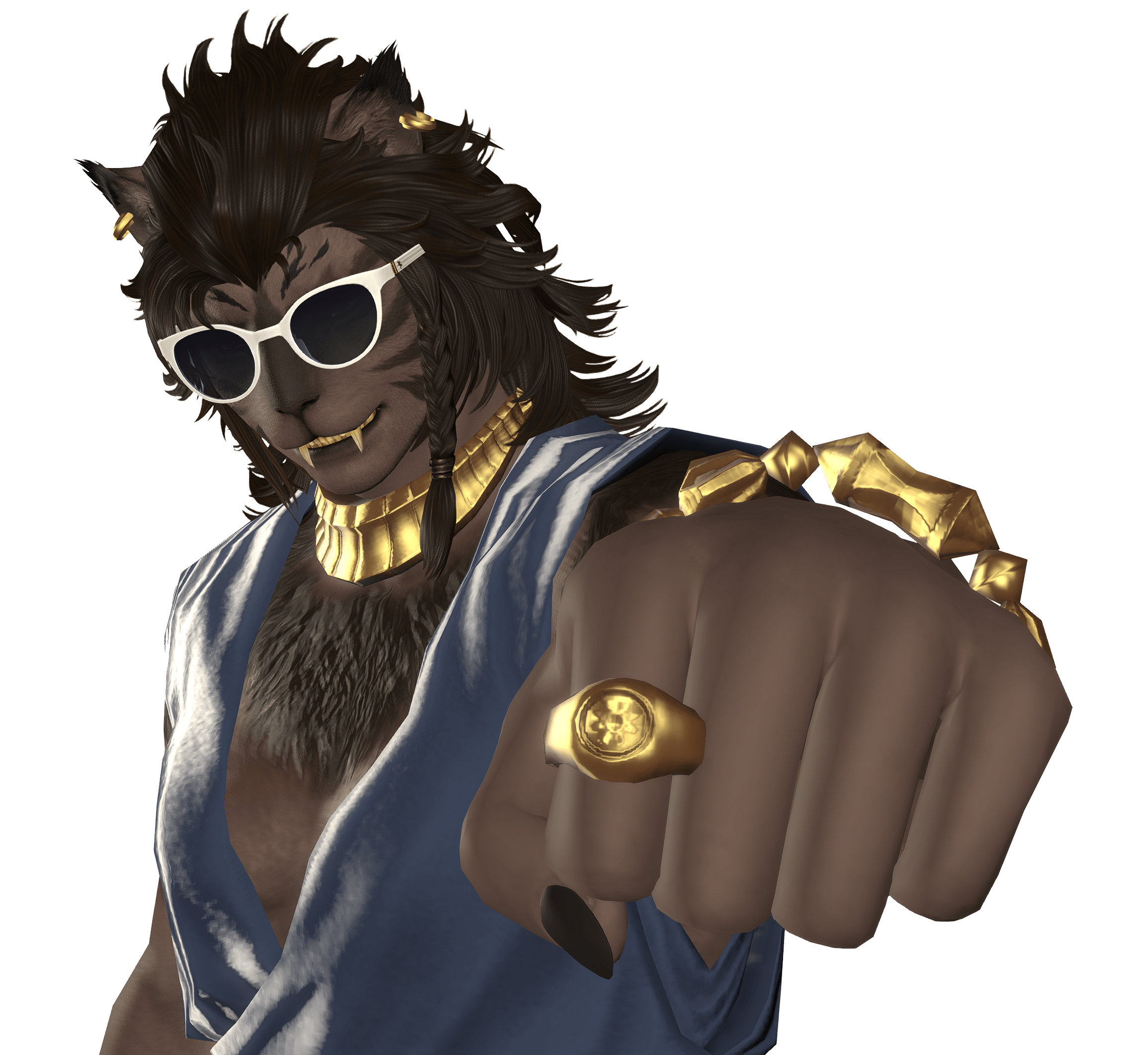 A screenshot of my FFXIV OC Elya. She is a brown Hrothgar.